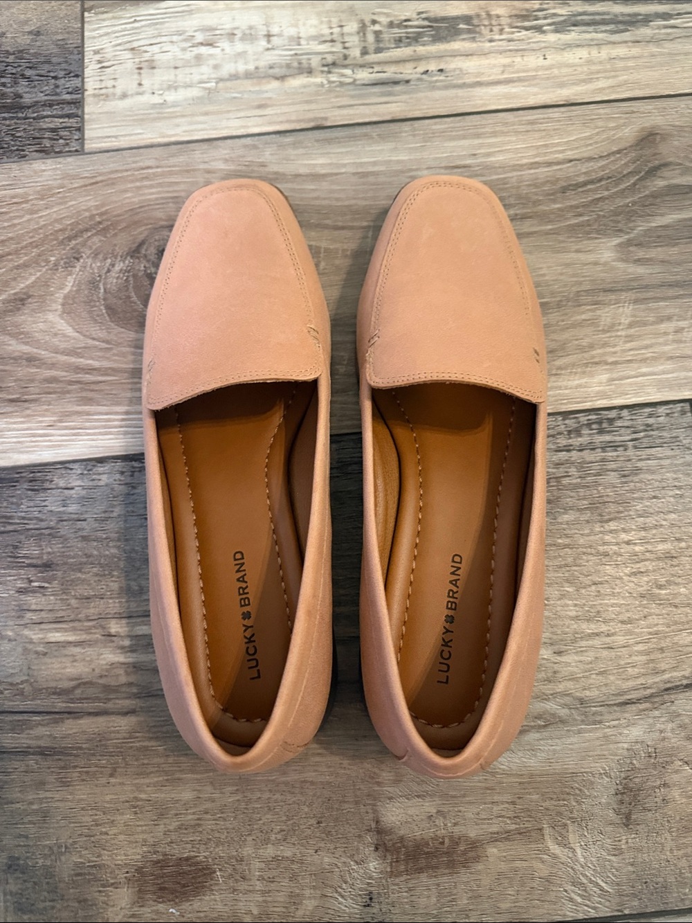 Lucky Brand Women’s Size 9 Caramel Leather Square Toed Loafers